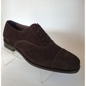 NEW SALVATORE FERRAGAMO Cap Toe Suede Oxfords, Taupe/Stone (Size 8 3E) - $775.00